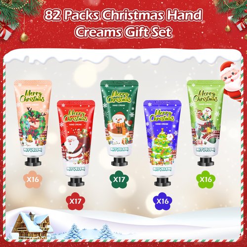 82 Pcs Christmas Hand Cream Gift Set,Bulk Christmas Gifts for Coworkers,Hand Lotion Travel Size,Mini Lotion bulk, Holiday Gifts For Coworker, Moisturizing Lotions for Christmas Stocking Stuffers