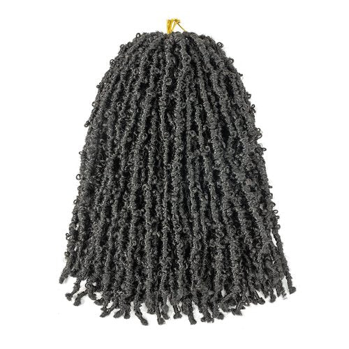GUOHUI Butterfly Locs Crochet Hair 16 Inch 6 Packs Color Natural Black All Handmade Pre-Looped Distressed Faux Locs Braids for Women Kids (16",1B)