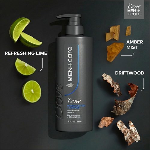 Dove Men+Care Shampoo - Hydration Fuel for Moisture & Smooth Hair with Caffeine | 18 FL OZ