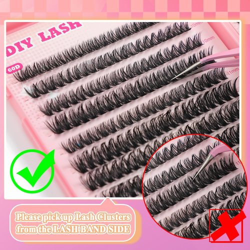 Lash Clusters Kit, 560 Pcs Eyelashes Clusters Kit 9-16mm Individual Lash Extension Kit D Curl Fluffy Wispy False Eyelashes (50D+60D New, Lash Clusters Kit)