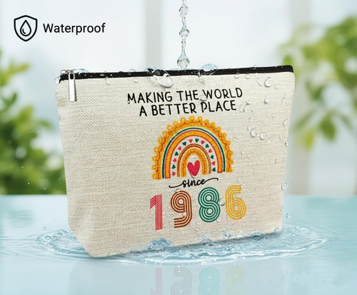 40th Birthday Gifts for Women, Funny 1986 Makeup Bags 40th Birthday Decorations for Her, 40 Year Old Gift Ideas for Mom, Wife, Sister, Friends, Mothers Day Small Cosmetic Travel Bag (Rainbow1986)
