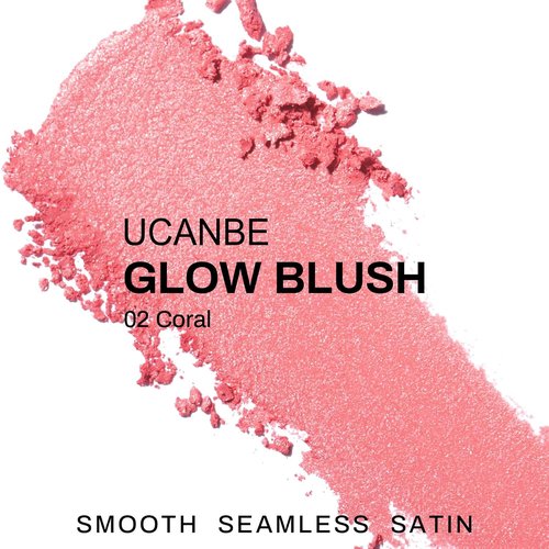 UCANBE Baked Blush Palette - Seamless Silky Blendable Powder for Natural Glow, 02 Coral