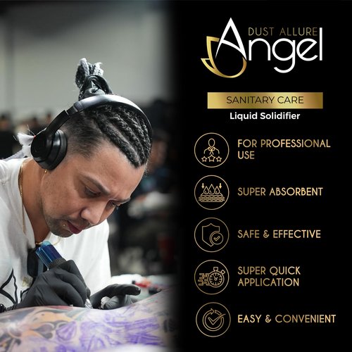 Angel Dust Allure - Tattoo Liquid and Residue Solidifier | Absorbent Gel for Ink and Fluids | Safe Disposal & Fast Cleanup | Ideal for Tattoo Studios & Professionals | 170g.
