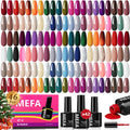 MEFA 46 Pcs Christmas Gel Nail Polish Kit, 42 Colors All Seasons Gel Polish Set Colorful Begginer Kit with Base Coat & Glitter/Glossy/Matte Top Coat Gel Nail Art Manicure DIY Salon Gifts for Girls