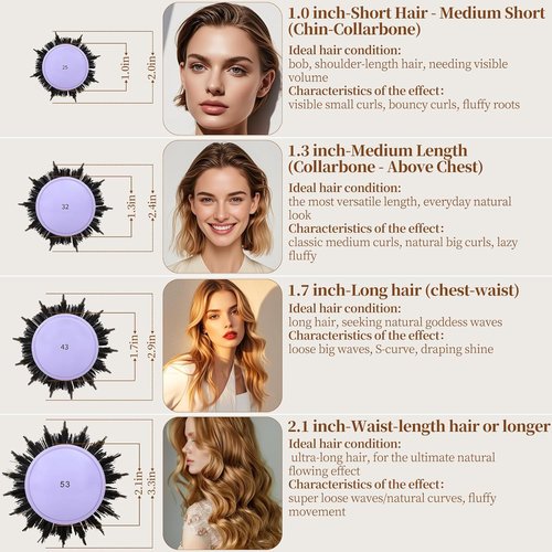 UREELIN Round Brush - 1.3 Inch Nano Thermal Ceramic & Ionic Hair Brush with Boar Bristles for Salon-Quality Blowouts, Volume & Shine