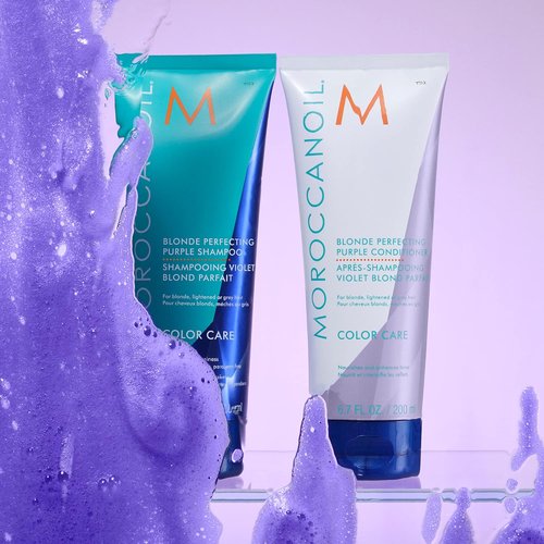 Moroccanoil Blonde Perfecting Purple Shampoo & Conditioner Bundle - Brightens & Nourishes Hair