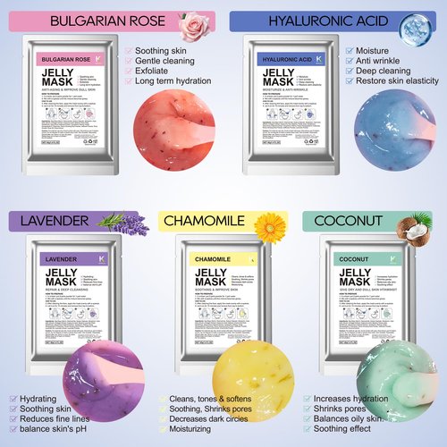 KERUILA Jelly Masks For Facials Professional, Peel Off Jelly Face Mask Skincare, Jelly Mask Powder for Facials Mask Mixing Bowl Set, Hydrojelly Mask Kit for Hydrating, Nourishing Soothing
