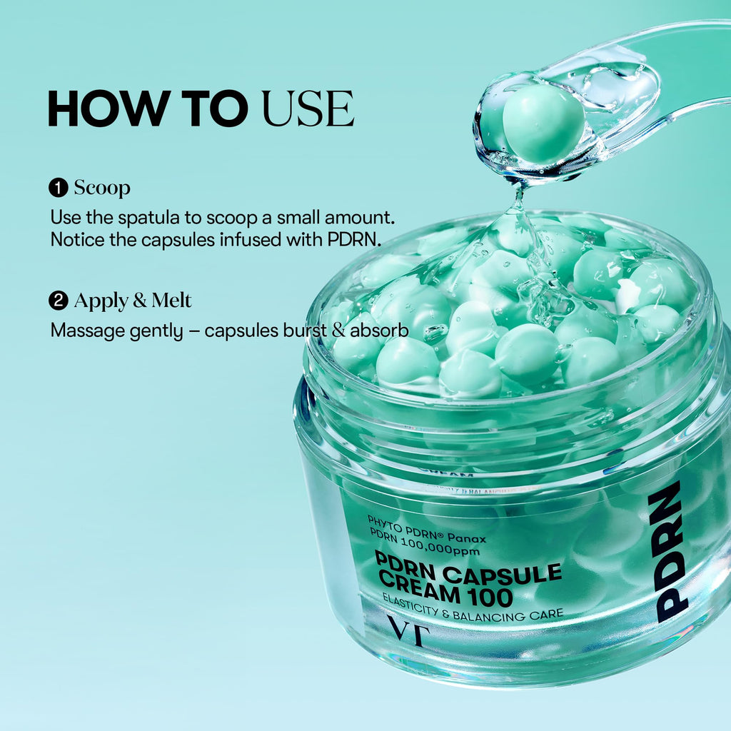 VT COSMETICS PDRN Capsule Cream 100, Hydrating Face Moisturizer with 100,000ppm PDRN, Hyaluronic Acid, 9 Peptides, Firming & Plumping Nourishing Cream, Korean Skin Care (1.69 fl. oz.)