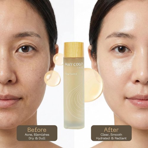 May Coop Raw Sauce Moisture Essence Toner | Korean Hydrating Face Toner for Dry & Sensitive Skin | Rice Water, Centella Asiatica & Birch Bark | Fast-Absorbing Skincare Formula, 1.35 fl. oz.