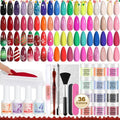 Lavender Violets 48 Pcs Dip Powder Nail Kit Starter, 36 Colors Pink Red Yellow Green Blue with Dip Powder Liquid Set and Essential Manicure Tools for Nail Art Designs B950