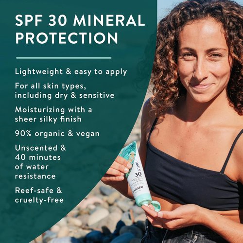 Badger Mineral Daily Sunscreen - SPF 30 Zinc Oxide Formula | Lightweight, Moisturizing & Reef Safe, 4 fl oz