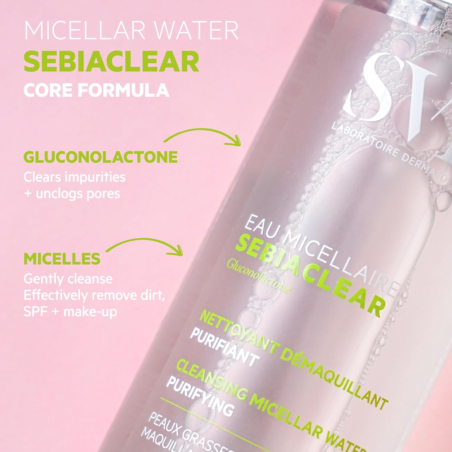 SVR Sebiaclear Micellar Water - Purifying Makeup Remover for Oily & Sensitive Skin | 13.5 fl. oz.