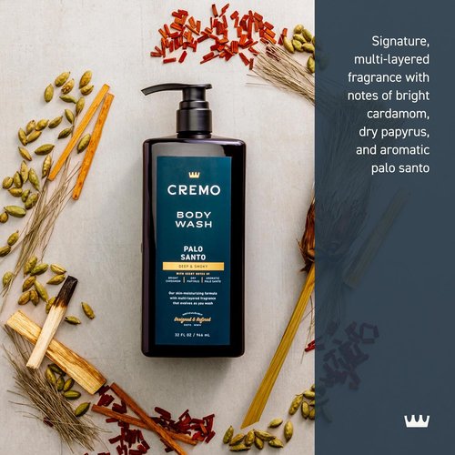 Cremo Palo Santo Body Wash for Men - Rich Lather, Refreshing Clean | 32 Fl Oz