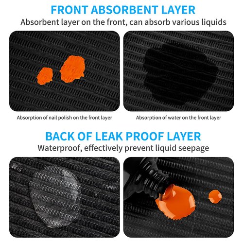 Gusnilo Nail Art Table Mat - Disposable Nail Paper Towels (50PCS) - Black Waterproof 3-Ply Nail Art Paper 13" X 18" Pads for Nail Table Decoration Kit, Nail Art Accessories