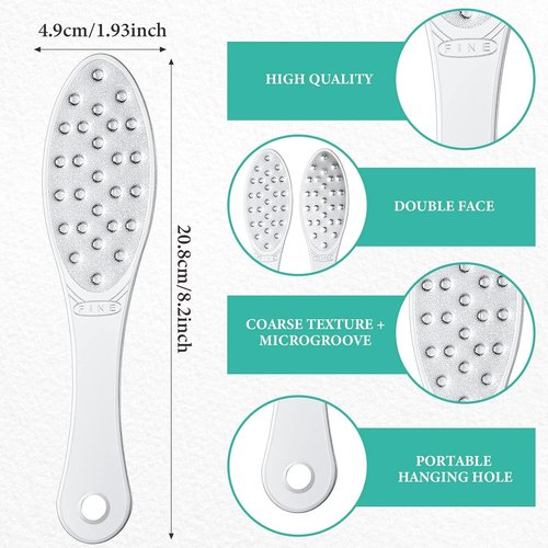 Skiennix Stainless Steel Foot Scraper - Double-Sided Callus Remover for Wet/Dry Skin | Easy-Clean Pedicure Tool
