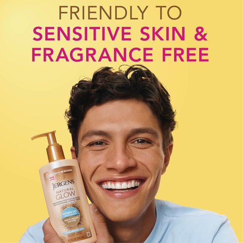 Jergens Natural Glow Hydra Gel Moisturizer - Fragrance-Free Tanning Lotion for Fair to Medium Skin Tones | 8.3 Fl Oz