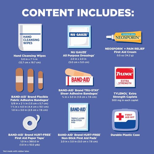 BAND-AID Brand Portable Emergency First Aid Kit - 80 Pieces for Home, Travel & Outdoor Use