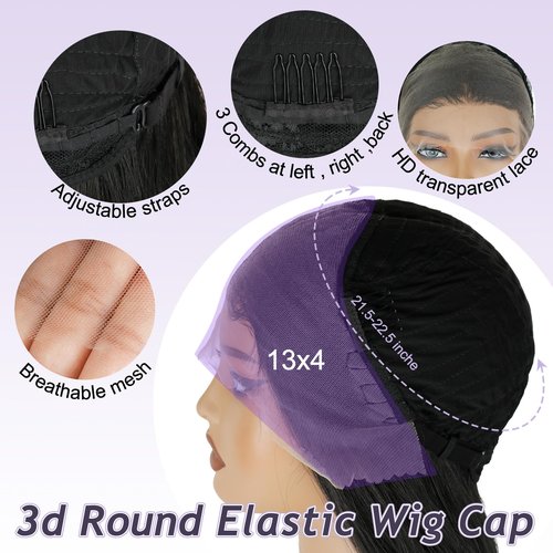 Kurope 13x4 Synthetic Lace Front Wig for Women Black Long Straight Lace Wig Pre-Plucked with Baby Hair 26inch Lace Wigs for Beginner Friendly