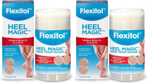 Flexitol Heel Magic Stick Two Pack, Cracked Heel Cream & Foot Balm, Urea-Based Moisturizing Stick with Shea Butter & Vitamin E, 2.5 oz