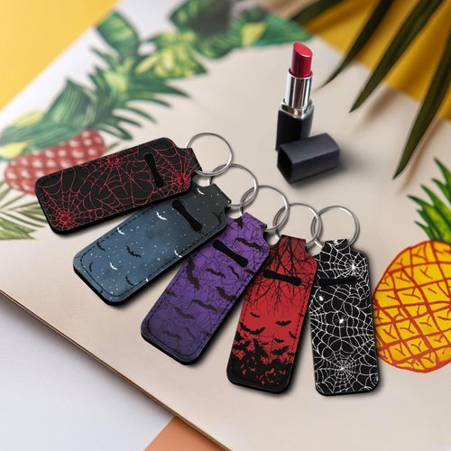 gearider Spider Web Chapstick Holder for Women Girl Neoprene Lip Balm Lipstick Lip Gloss Holder Portable Chapstick Holder Keep from Scratched and Dust, 5 PCS