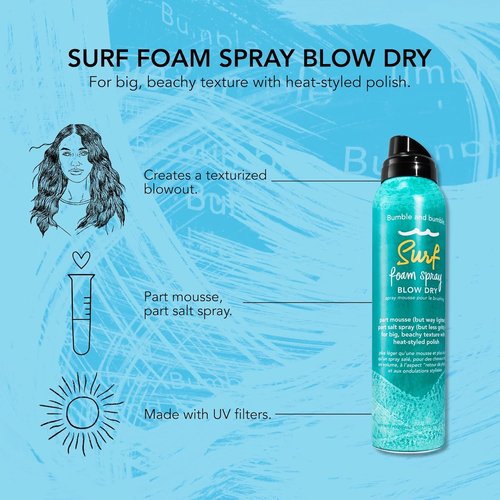 Bumble and bumble. Surf Foam Spray - Lightweight Volume Mousse for Beachy Texture & Hold | UV Protection | 4 Ounce