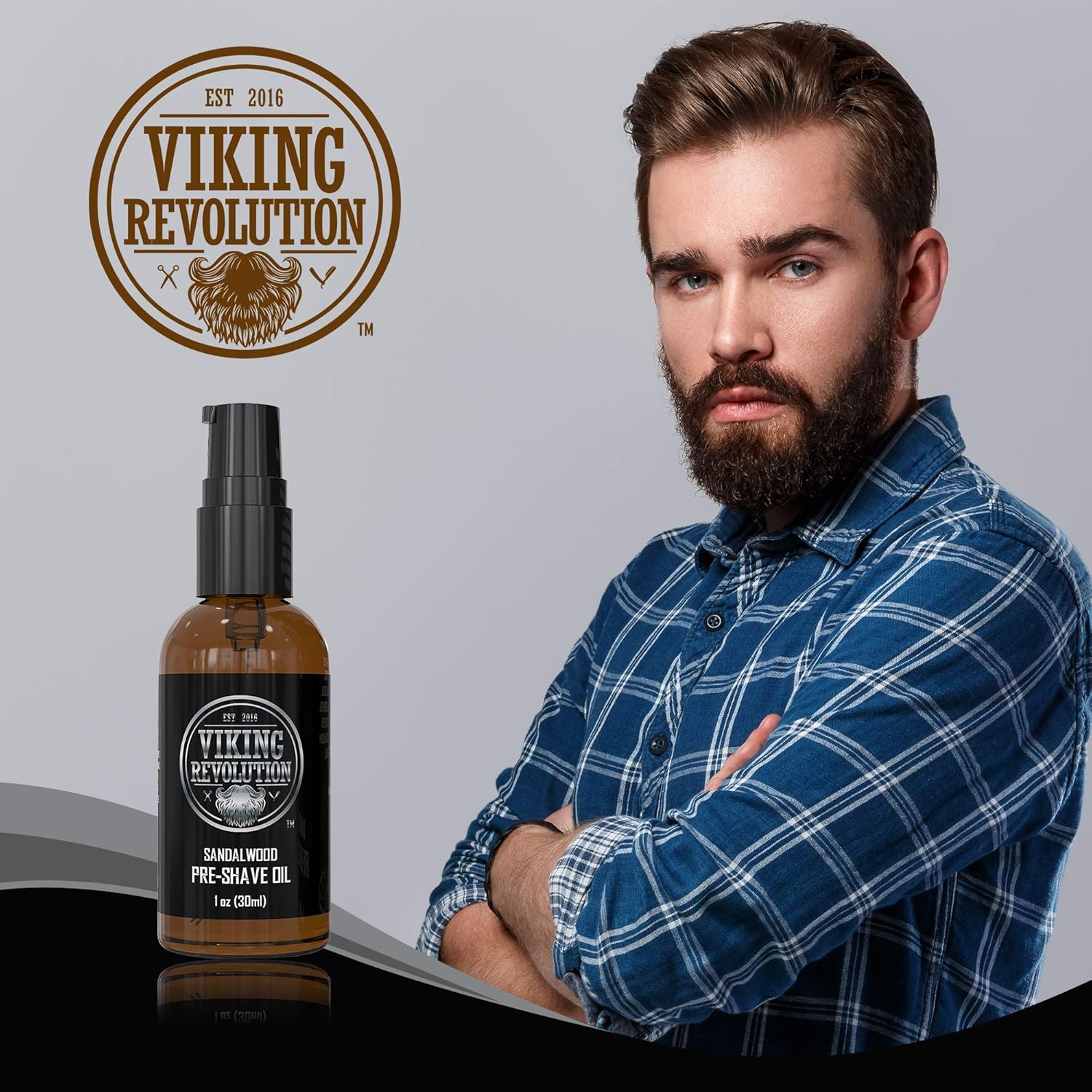 Viking Revolution Sandalwood Pre-Shave Oil for Men - Smooth, Irritation-Free Shave | 1 Fl Oz (Pack of 2)