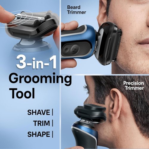 Braun Electric Shaver - Series 6 6177cc | Wet & Dry Shaving, Turbo & Gentle Modes, Blue