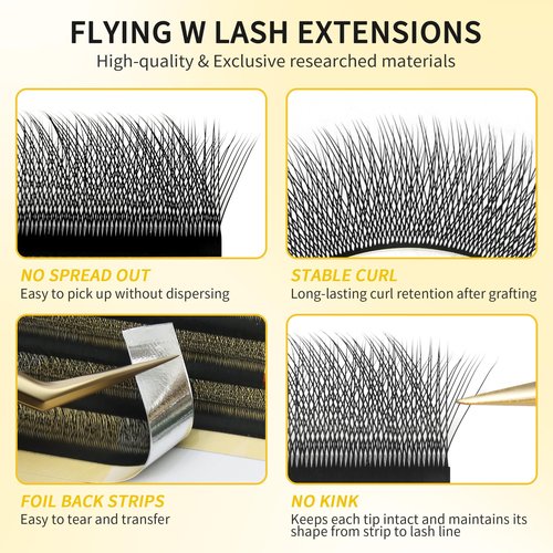 GLAMLASH W Eyelash Extensions 3D Volume Premade Fan Natural Soft Matte Lash Professional Salon Supplies (3D,0.07,C,9-14mm,Fox)