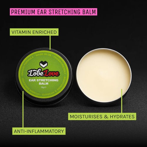 Stretch It - Ear Stretching Aftercare Trio, LobeLove, Premium Ear Stretching Balm, Jojoba Oil, Organic & Professional Saline Solution Spray