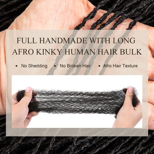 DAIXI Handmade Interlocking Sisterlocks Curly Tips 100% Real Human Hair Permanent Micro Locs Extensions Natural Looking Soft Dreadlocks Can Be Bleached and Dyed (1B - 0.2cm, 8 Inch 30 Strands)