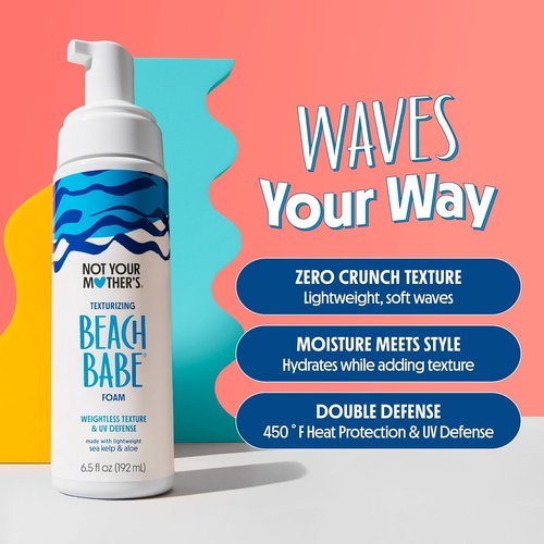 Not Your Mother's Beach Babe Texturizing Foam - 2-Pack | 6.5 fl oz Each | Crunch-Free Waves & UV Defense