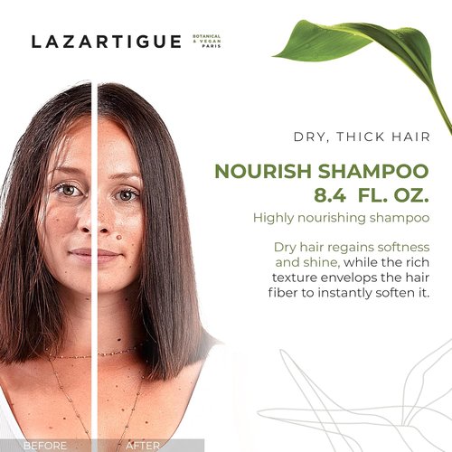 Lazartigue Nourish Shampoo - Intense Hydration with Shea & Babassu Butters | Vegan, 8.4 Fl Oz