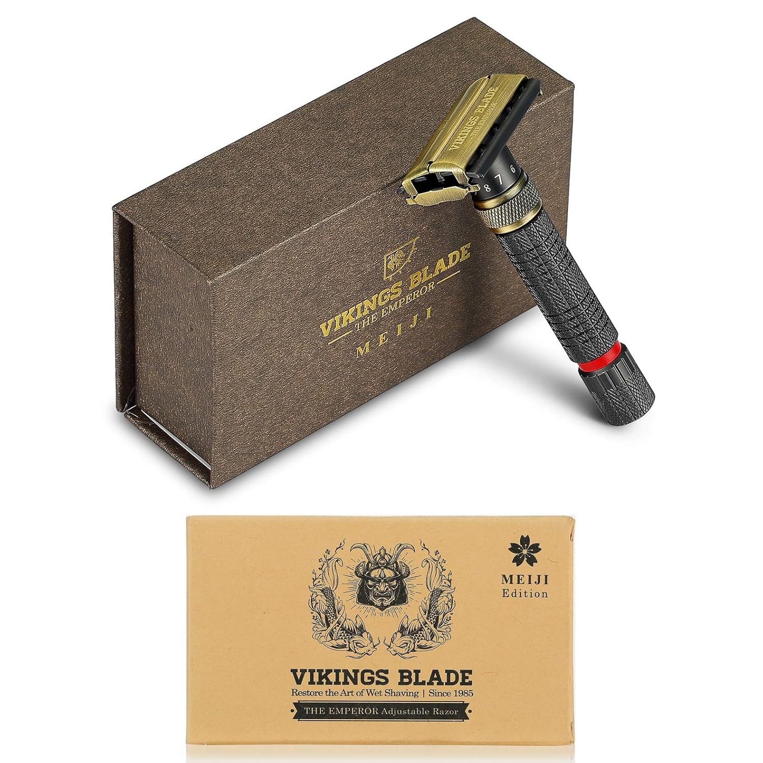 VIKINGS BLADE Adjustable Double Edge Safety Razor - Eco-Friendly & Smooth Shaving Experience | Luxury Case Included