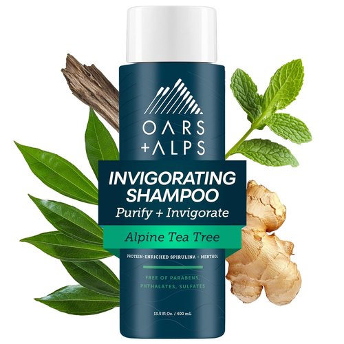 Oars + Alps Men's Shampoo - Sulfate-Free Formula with Witch Hazel & Tea Tree Oil | 13.5 Fl Oz