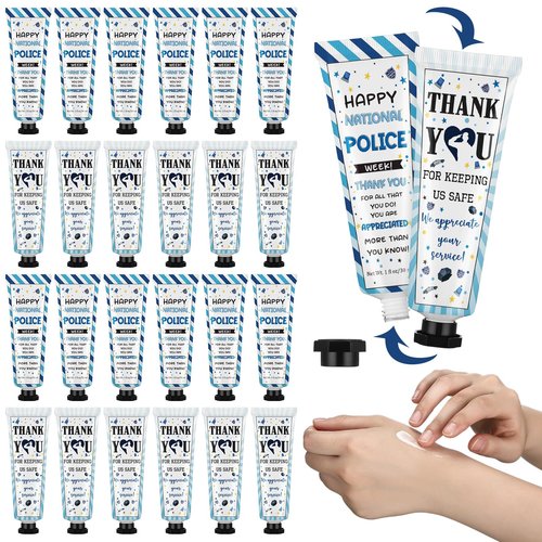 Loopeer 24 Pcs National Police Week Gifts - Double Sided Hand Cream Cop Gifts Bulk for Cop Appreciation Law Enforcement Graduation Police Academy Attorneys and Dad