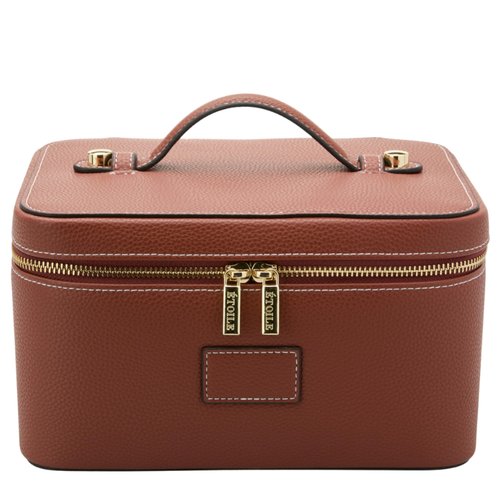 ETOILE - Vanity Case Ginger Brown - Stylish Travel Makeup Bag Organizer with Dividers