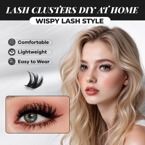 MissAiry Flaunt Lash Clusters Eyelash Extensions Short Lash Clusters 8-14MM Wispy Eyelash Clusters Flora Cluster Lashes D Curly Cluster Eyelash Extensions Natural Lashes(Flaunt 8-14MM)