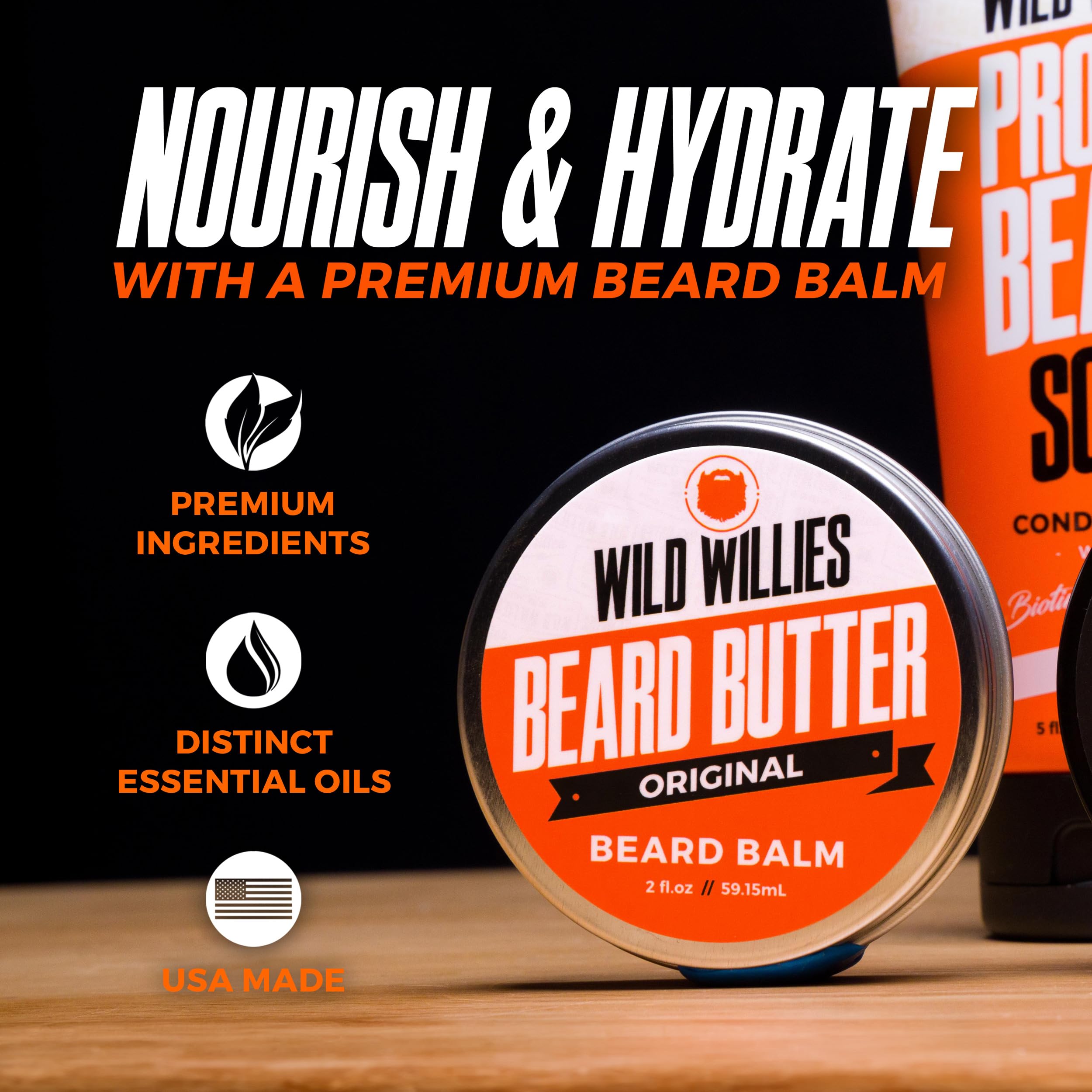 Wild Willies Premium Beard Balm for Men, Leave-In Butter Conditioner with Organic Ingredients, Promote Growth, Removes Itch & Dandruff - Restores Moisture - Cool Mint, 2 Oz