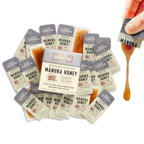 Manuka Emporium Raw Manuka Honey Packets MGO 829+ - 24 x 0.18oz | Certified Monofloral Superfood for Vitality & Immune Support