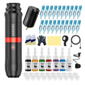 MIHERT Tattoo Gun Kit with Wireless Rotary Tattoo Machine, 1500mAh Battery, 20 Tattoo Cartridge Needles, 7 Tattoo Inks, Tattoo pen for Beginners and Professionals (Black)