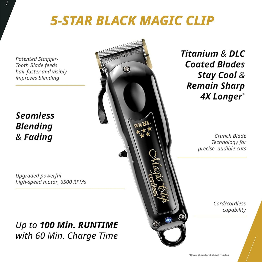 Wahl Professional Cordless Barber Combo - Magic Clip & Detailer Li with 100-Minute Lithium-Ion Battery