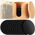 Foaincore Reusable Makeup Remover Pads - 40 Pcs Soft Bamboo Cotton Rounds with Storage Bag (Black)