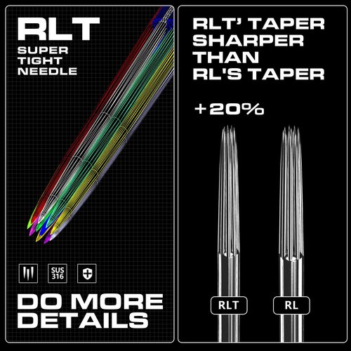 CNC 3RLT Tattoo Cartridges Needles #10 Bugpin 3 Round Liner Super Tight X-Taper Needle 20Pcs Disposable Cartridge with Membrane EN04R-20-1003RLT