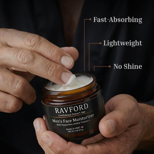 Skiennix Men’s Face Moisturizer - Fast-Absorbing, Non-Greasy Hydrating Cream with Hyaluronic Acid & Vitamin C - Unscented, 2 oz