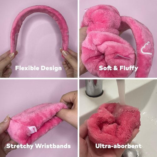 Original MakeUp Eraser Drip Eraser Set - Absorbent Headband & Wristbands for Spa Use | 3-Piece Set