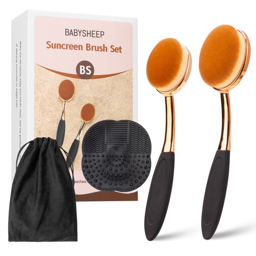 Sunscreen Applicator Set - Sunblock Brush for Kids Adults, Child-Safe for Face and Body,Sun Lotion Applicator Makeup Brush with Storage Bag & Cleaning Mat, Travel Size (3 pcs-Gold)