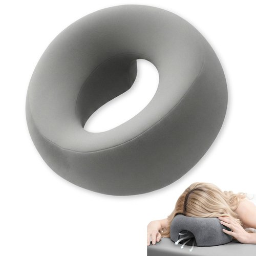 Flaskars Face Down Pillow with Breathable Fabric for Massage Table, Memory Foam Stomach Sleeping Cushion, Massage Face Cradle Headrest for Spa, Eye Surgery Recovery and Relaxation (Gray)