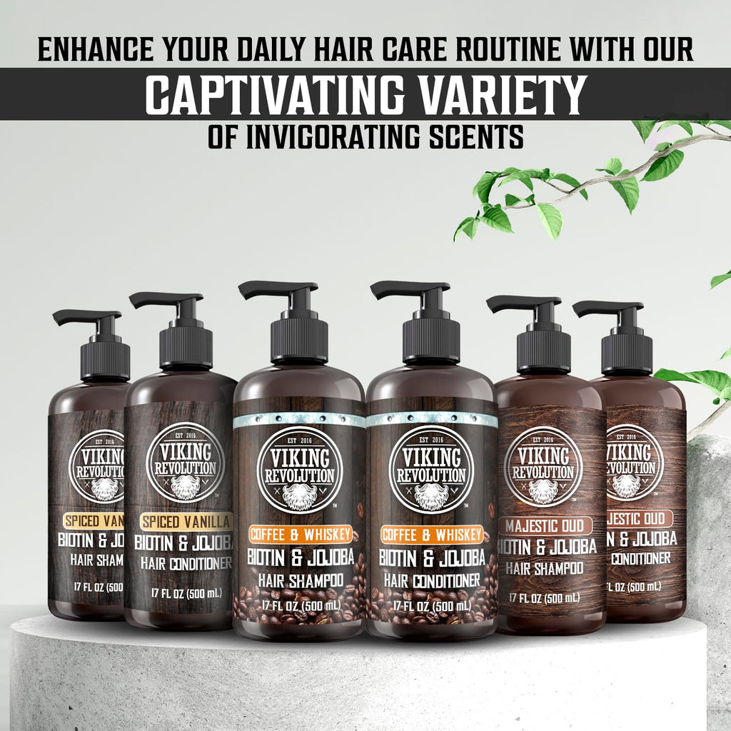 Viking Revolution Men's Shampoo and Conditioner Set | Biotin & Jojoba Oil for Healthy Hair - 17 Oz