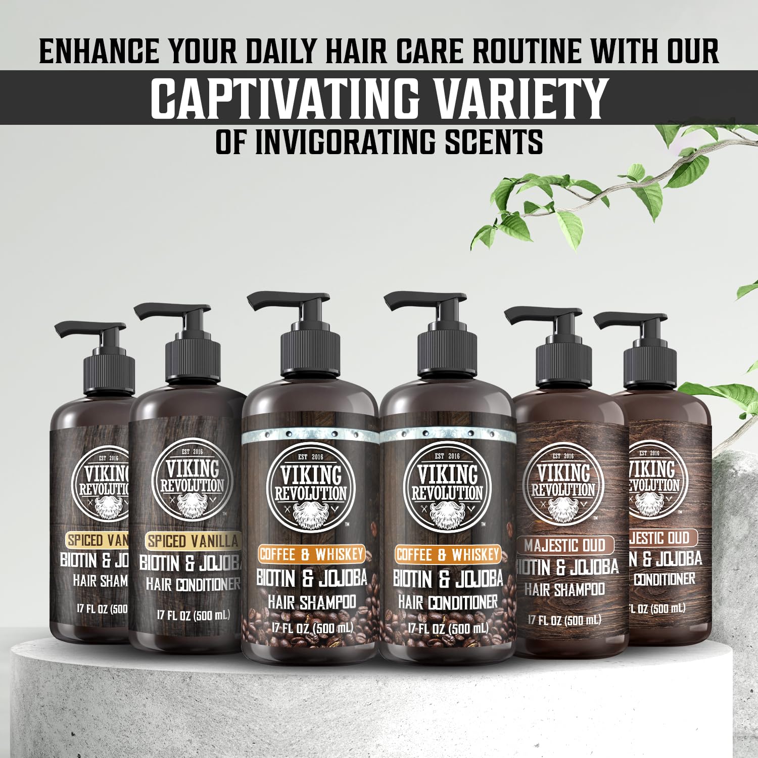 Viking Revolution Men's Shampoo and Conditioner Set | Biotin & Jojoba Oil for Healthy Hair - 17 Oz