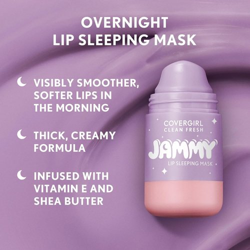 COVERGIRL Clean Fresh Jammy Lip Sleeping Mask - Lavender Scent with Avocado & Grape Seed Oils | 10 Whipped Lavender